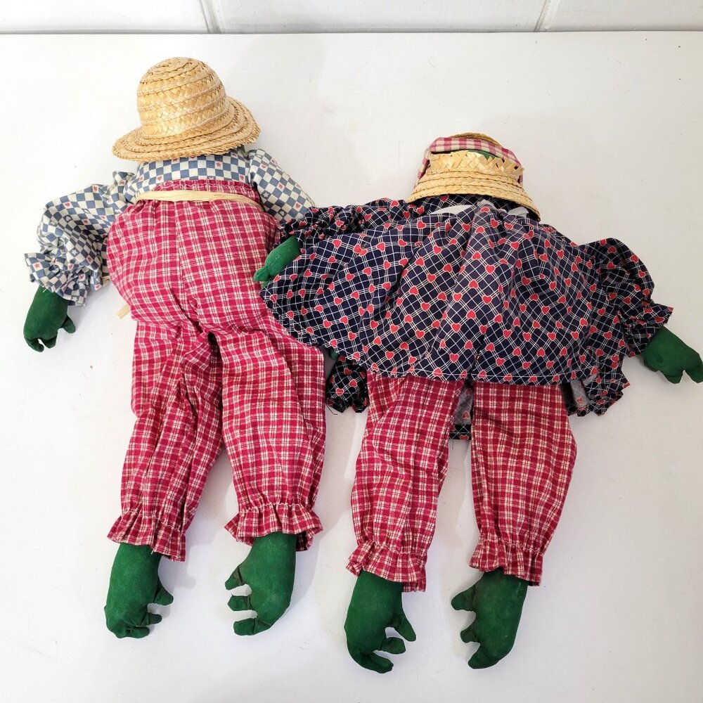 Mr. and Mrs. Frog Folk Dolls Handmade Vintage - Picture 4 of 6